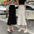 皮尔卡丹鱼尾裙半身裙女夏季今年流行半步包臀裙高腰气质黑色小个子长裙子 米白色 S