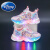 迪士尼（Disney）女童闪灯艾莎公主运动鞋春夏季新款网面透气高颜值舒适学生跑步鞋 粉红色网鞋 22码 内长14.0厘米