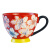 茶花谷手绘浮雕早餐杯带勺高颜值陶瓷马克杯高端精致咖啡杯子可进微波炉 好看的--发财树单杯