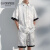 LA CHAPELLE HOMME新中式国风衬衫休闲运动短袖衬衫男夏季冰丝衬衫短裤搭配两件套 白色 M