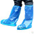 定制靴套加厚防泥塑料徒步均码防滑高帮一次性防水鞋套长筒工地透明 （蓝色）橡筋款100只 均码