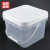 赫思迪格 JG-405 透明水桶 塑料桶 密封打包桶 带盖密封包装桶 食品级小水桶涂料桶 8L(方形）