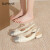 达芙妮（DAPHNE）包头凉鞋女小众气质名媛2023新款设计感法式仙女低跟单鞋 米色 35标准码