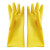 雨林军 牛筋乳胶手套 工厂防油防水橡胶手套 黄色 单位：双 S码 
