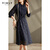 梵希蔓简约气质女连衣裙中长款春春季新款显瘦优雅感伞裙 F8721 藏青色 M
