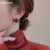 Lnieer高级感圆弧红色耳环气质名媛小众设计感耳扣2024新款潮耳饰女秋冬 红色滴釉耳环
