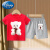 迪士尼（Disney）男女童夏装纯棉套装短袖短裤2024新款儿童宝宝衣服薄款洋气两件套  小白熊 红T+灰裤 110码(身高100-110cm)