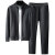 VIKKLL简约有型 秋季新款运动休闲套装 男士时尚拼接刺绣修身立领两件套 黑色 XL