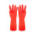 东方红 橡胶洗碗洗衣手套乳胶厨房刷碗防水耐用中长款38cm大号L 5双中长红色