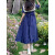 夏品丽2024新款少女装女孩中学生高中海军领学院风设计感夏季长裙子 蓝色 m