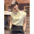 阿玛瑟（amase）复古改良旗袍立领短袖衬衫女夏季气质新中式国风盘扣无袖上衣T恤 杏色上衣 S
