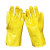 者也 防滑耐磨橡胶手套 全胶劳保手套 防水防油耐酸碱加厚浸塑手套 黄色（5双）