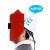 仁聚益电焊面罩红钢纸焊帽子焊工防护安全头戴式焊接氩弧焊防火星防高温 红帽可视窗翻盖自带2片镜片++
