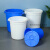 垃圾桶大号圆形商用带盖厨房加厚垃圾桶蓝色户外工业塑料白色圆桶 100升桶无盖蓝色xy