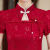 GTKW送考旗袍日常可穿红色2024新款夏季姝岱高考改良中式小个子日常考 S