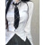 OIUO学院风JK收腰长袖衬衫女修身打底内搭白色衬衣设计感小众上衣秋季 白色长.袖+黑色条纹.领带 XS