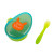 禾果儿童便携辅食碗分格带勺母婴用品宝宝喂养餐具PP辅食 蓝绿色-鸭兔
