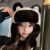 古霖毛绒帽子女冬季加厚可爱黑白熊猫雷锋帽加绒户外护耳朵保暖滑雪帽 浅灰色 均码弹性（54-59cm）/毛球