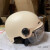 摩托车头盔碳纤维3认证电动车半盔男女通用防嗮四季透气卡其色 白色3C款 透明镜片