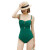 纤晟伊新款温泉游泳衣女三角连体遮肚显瘦性感比基尼定制 绿色 M(90-100斤