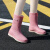 雨鞋女款中筒时尚外穿防水雨靴日系高筒一体绒保暖防滑耐磨水鞋女 540粉色标准码 39