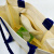 海斯迪克 帆布包手提立体帆布袋 蓝色飘带米白底色空白款 1个 HKCX-309