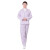 劳保佳 病号服套装 分体长袖棉质病人服 粉白条短袖+长裤（松紧带）粉白条套装 XXL码