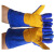 电焊专用耐磨蓝色皮革手套长绒面牛皮手套 蓝色*均码