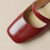 蛋卷鞋（Quicheshoes）复古玛丽珍女2024秋季一字漆皮新娘婚鞋粗跟方头高跟单鞋 酒红色 34