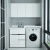 不锈钢阳台洗衣机柜组合石英石一体台盆定制水槽切角浴室带搓衣板 0.95单门 无皂架