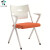 塑胶护腰培训椅便携折叠一体培训椅白色车行接待椅多功能会议椅子 带写字板白胶橙色座