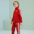 阿迪达斯儿童运动套装户外休闲夹克长裤两件套 红/白 