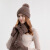 艾予曼冬季韩版时尚针织毛线帽女保暖帽子围巾手套三件套护耳套头帽 酒红