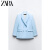 ZARA小西装 24春季新品 女装 带垫肩双排扣西装外套 2721593 406 淡蓝色 XS (160/80A)