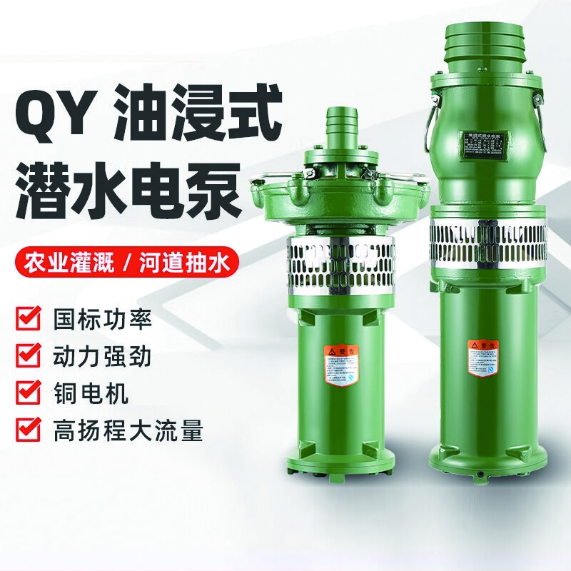 雷动 人民国标QY油浸式潜水泵三相380v大流量抽水泵灌溉油浸泵 100QY65-18-5.5 