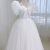奢麦朵在逃公主轻婚纱法式一字肩泡泡袖气质小礼服新娘结婚蓬蓬裙出门纱 白色 S