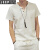 吉普（JEEP）夏季男士t恤两件套亚麻运动休闲男装潮流纯色v领短袖短裤套装 白色 单件 M