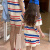 童话酷酷女童套装夏季居家服亲子款母女装时尚拼色条纹短袖短裤套装 图片色（一套） 100码