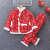 TULX冬季儿童套装三层加厚东北大花袄儿童洋气外穿中国风棉衣棉裤 红色大花套装 100cm
