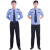 保安工装制服春秋长袖衬衣套装男保安工作服套装男 蓝色短袖+标志 160