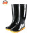 上海雨鞋高筒黑色水靴耐酸碱雨靴 防滑耐磨pvc塑胶劳保雨鞋男SH130 黑色黄底 40