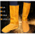 纯牛皮防护护脚罩电焊护脚护腿防烫隔热防飞溅焊工脚盖护脚盖脚套 黄色魔术贴33CM(42鞋码左右)