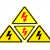 电力闪电标警示牌当心触电三角设备安全有电危险PVC防水不干胶贴 厚度0.35mm红色闪电 15x15cm