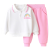 予彼女童套装春秋季儿童长袖卫衣长裤2023运动两件粉色童装宝宝休闲衣 粉色 90cm