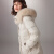 欧黎蔓时尚白鸭绒羽绒服女2023冬季高级感白色短款毛领外套OL 米白 170/92A/L