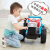 新款电动拖拉机儿童可坐人小男孩宝宝手扶双人遥控玩具车四轮汽车 升级遥控蓝色+皮座+双驱12V10A 双驱动