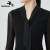 哥弟【GD】V领系带飘带拼接设计长袖丝网衬衫上衣女1300941 黑 2XL(6码)