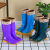 加绒暖冬雨靴棉防滑雨鞋防套鞋桶高筒胶鞋厨房女水鞋水靴季 紫色高筒(无绒) 36