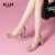 凯恩拉迪（Ken Radi）品牌高跟鞋女粗跟气质方头芭蕾鞋2024年春季棕色磨砂羊皮浅口单鞋 杏色 39
