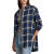 保罗拉夫劳伦（Polo Ralph Lauren）简约女子专柜大廓形格纹棉质衬衫时尚优雅条纹格子衫 CREAM NAVY BLUE PLAID XL